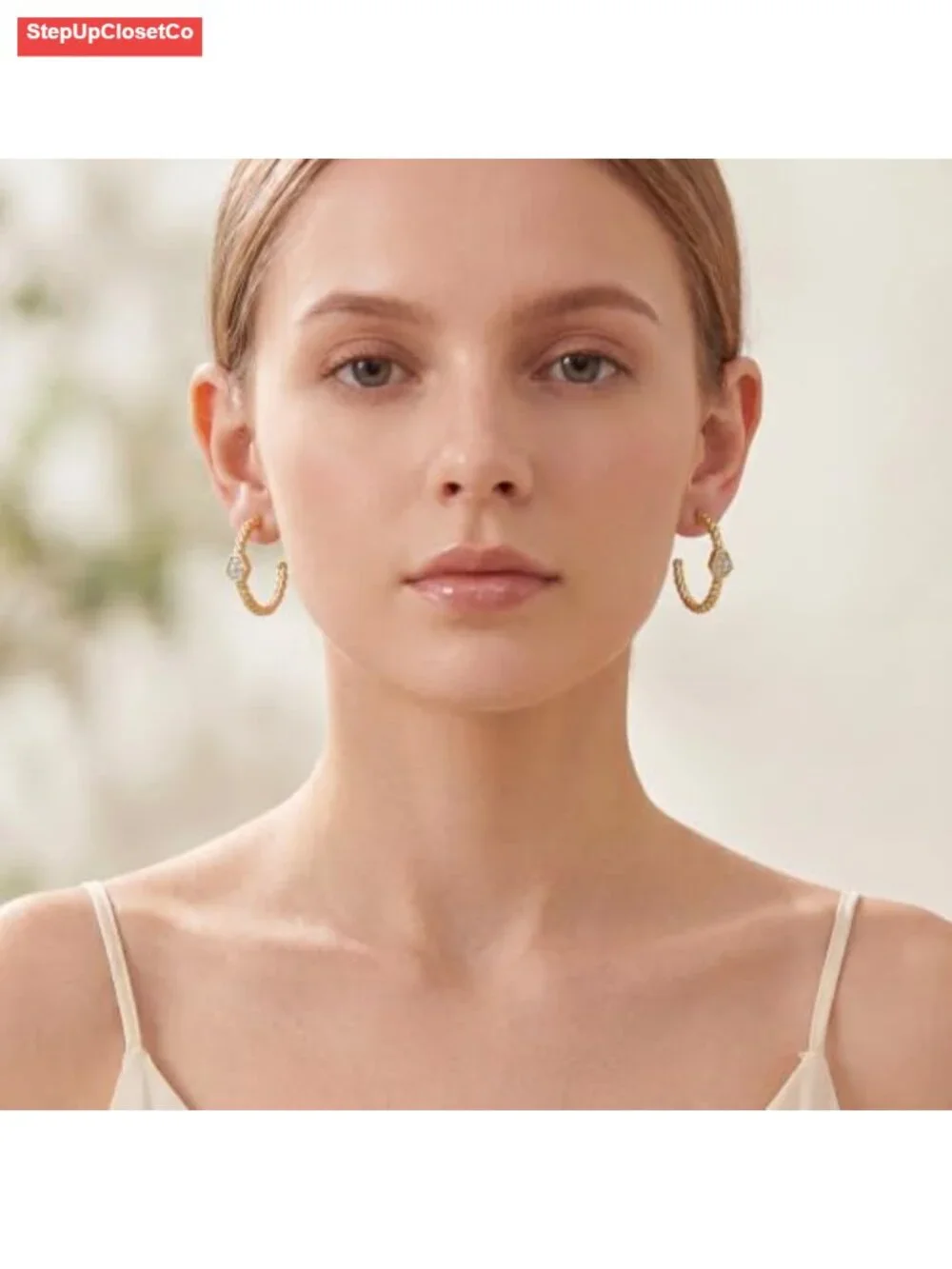 14K Gold Plated Twisted Rope Huggie Hoop Earrings for Women